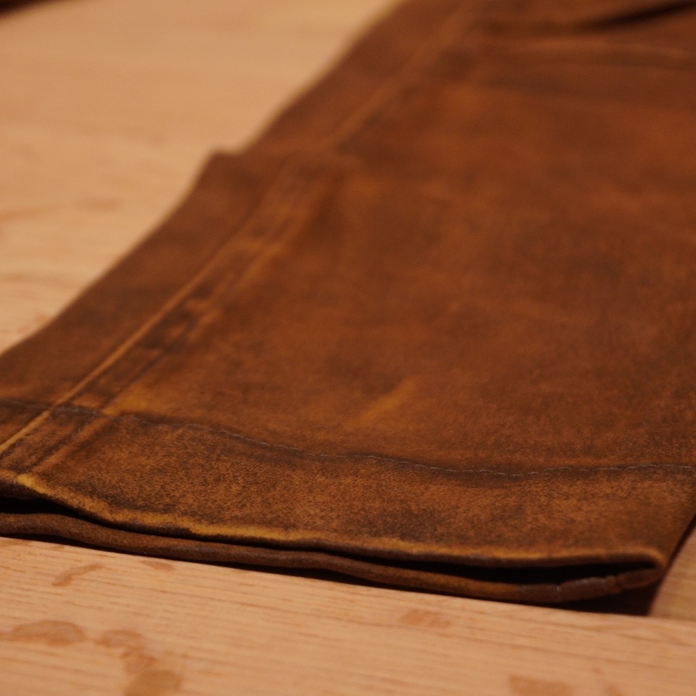 RRL Double RL Ralph Lauren Skinny Leather Cargo Pant Brown Leather 26 Brand New - Picture 2 of 16